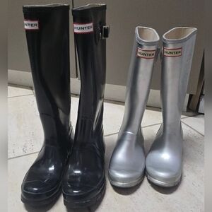 2 pair Tall Hunter Rain Boots Women’s size 6